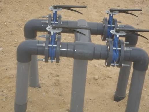 محابس فراشية على خطوط PVC ضمن شبكة ري